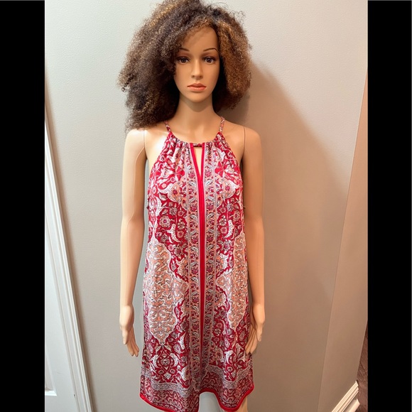 Max Studio Red Paisley print Maxi Sun Dress SZ10 - Picture 1 of 16